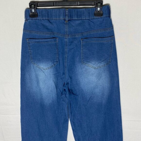 Women’s Med Wash Blue Denim High Rise Wide Leg Pull On Jeans 28 - Picture 10 of 14